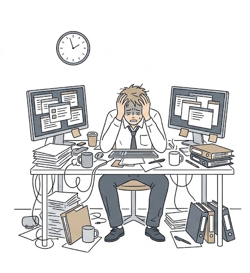 Stressful DIY vs. Managed Digital Front Desk Partnership Left